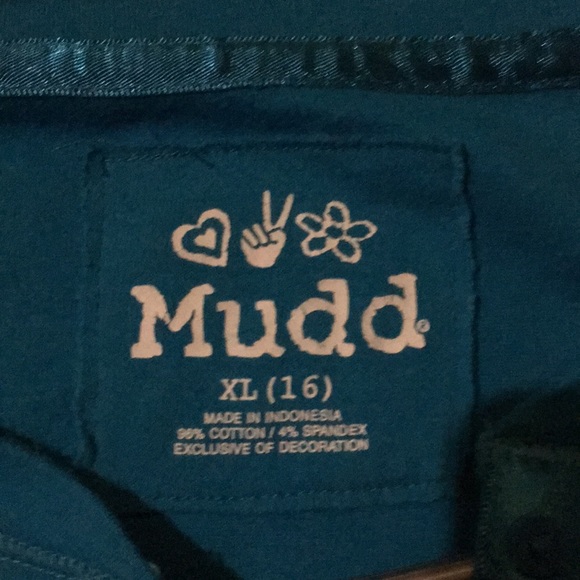 True large teal half button down mudd shirt - Picture 3 of 4